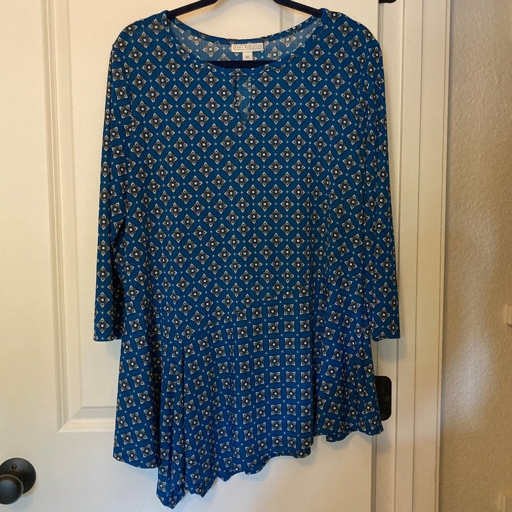 Dana Buchman Teal 3/4 Sleeve Keyhole Neck Tunic XL